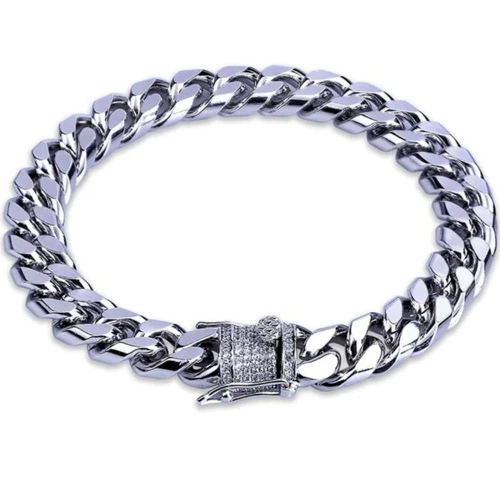 New Miami cuban link bracelet with iced out clasp Men